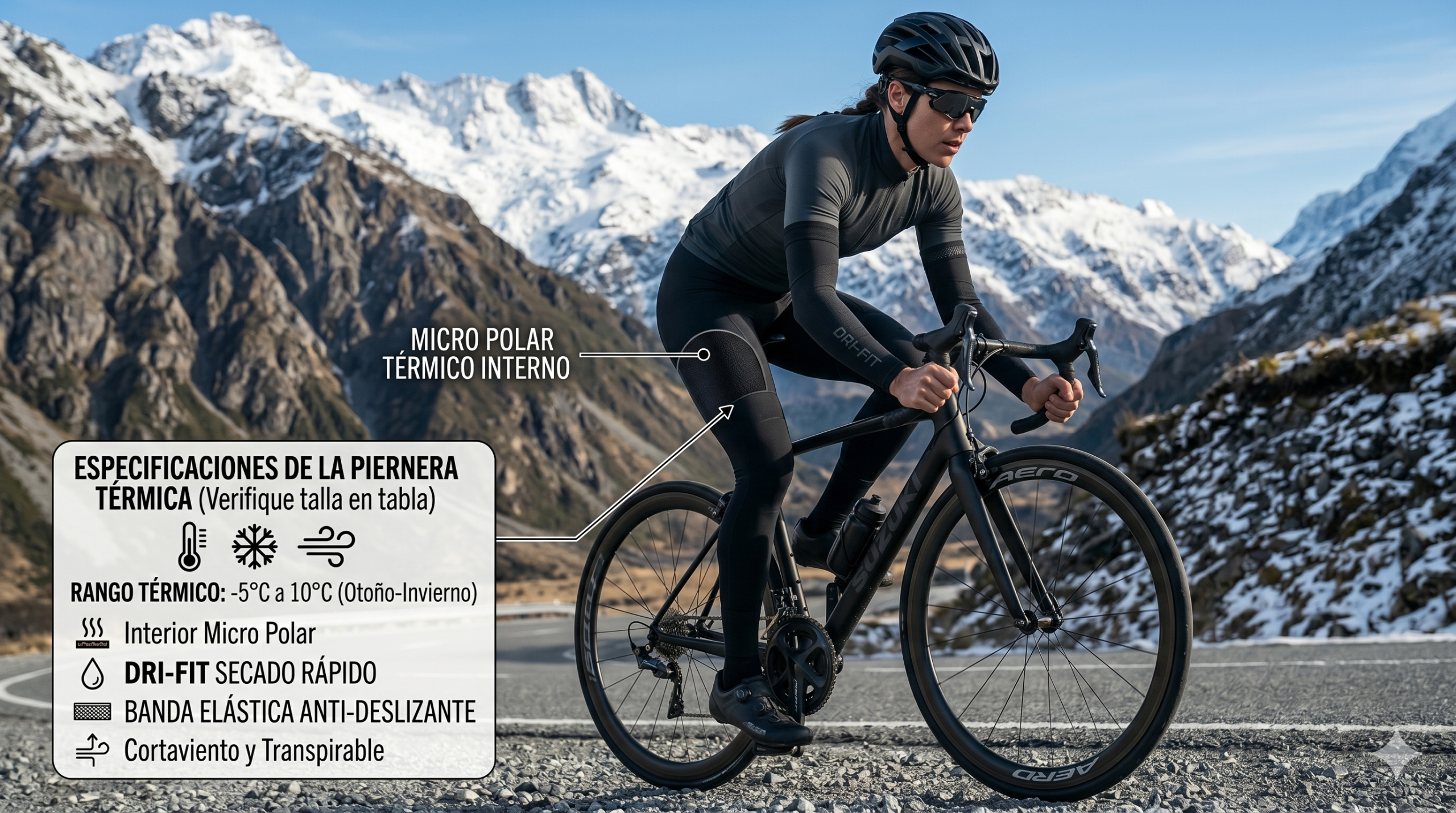 piernera ciclismo termica cortaviento