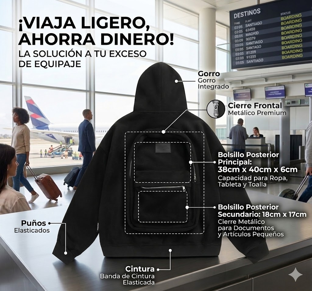 medidas de poleron de viaje avion