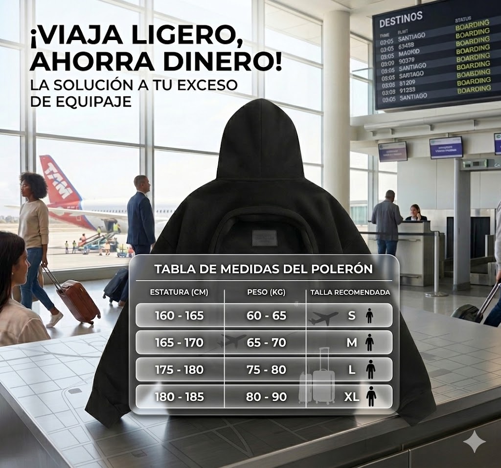 tabla medidad de poleron de viaje