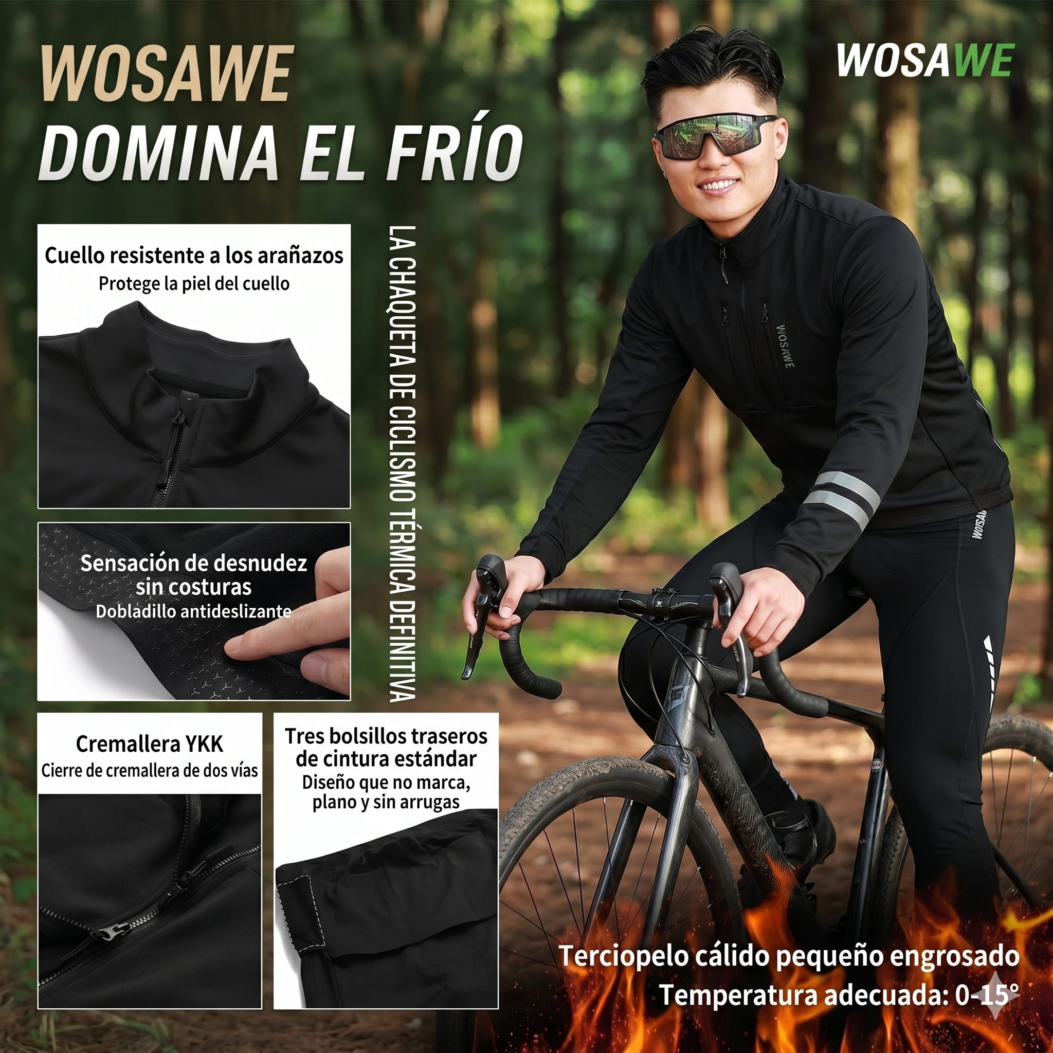 chaqieta ciclismo negra