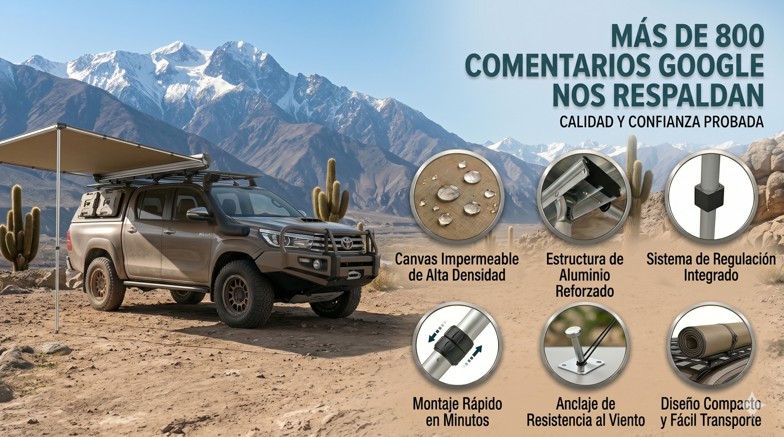 toldo auto 3×3 mts motor home