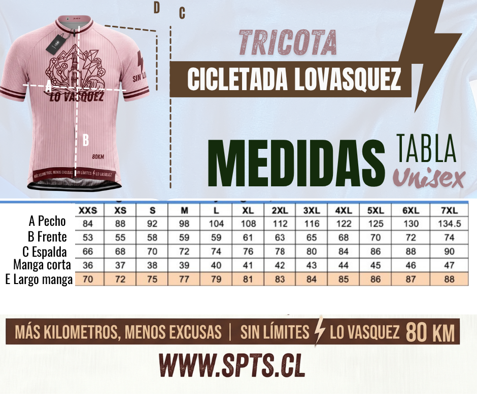 tabla de medidas tricota oficial cicletada nocturna lo vasquez